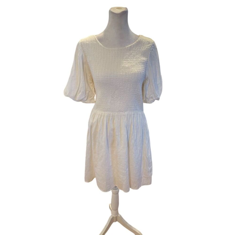 Lost + Wander Women's White Mykonos Mini Dress Size M Short Sleeve